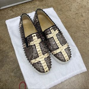 RARE Louboutin Men’s Pikboat python lichen 41.5